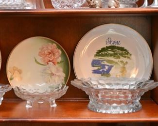 Vintage Glassware Serving Pieces, Hand Painted China Plates