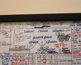 Chicago Cubs World Series Scorecard, Framed