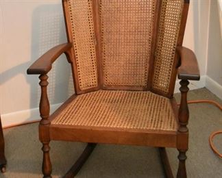 Vintage Rocking Chair / Rocker with Cane Back & Seat