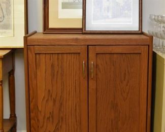 Oak Cabinet / Bar with Casters