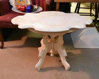 Marble Top Table (White Painted Base)