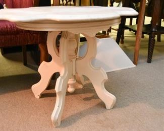 Marble Top Table (White Painted Base)