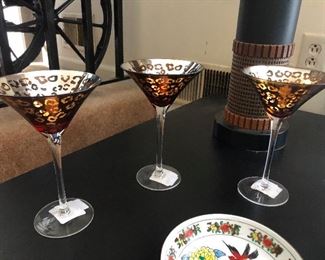 Dainty gold-guilted martini glasses