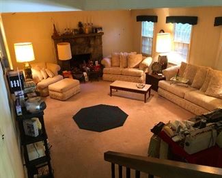 Floofy sofa love seat and chair set.