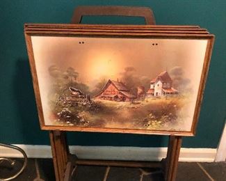 cool vintage tray tables with bucolic English countryside images on them! (fight me for these)