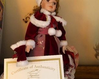 Heritage signature collection doll depicting a dazed girl who's evidently lost her way from the rest of the Christmas carollers