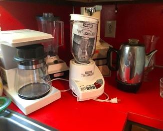 blender, coffee pot, percolator