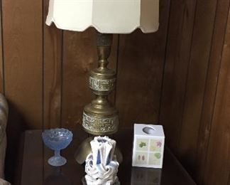 Unique Brass Lamps, Hand Carved Candle Germany, End Lamp Tables, Kleenex Box