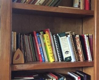 Oak Bookcase, Assorted Books