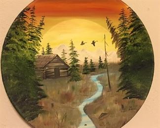 Round Hand Painted Copper Plate