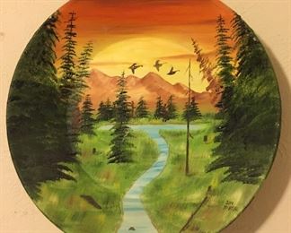 Round Hand Painted Copper Plate