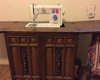 Sewing Machine Cabinet, Necchi Sewing Machine, Throw Blanket