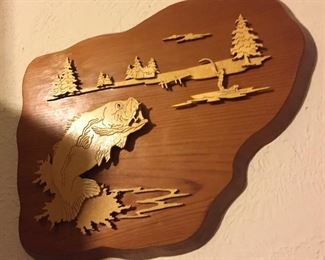 Hand Crafted Wall Plaque Fishing