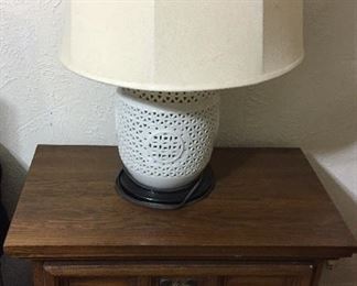 Japanese Style Porcelain Lamp, Nightstand