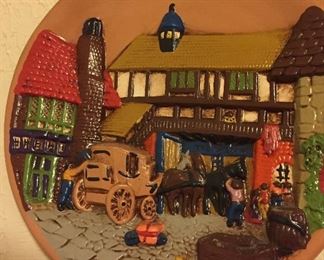 Hand Painted Ceramic Village Scene