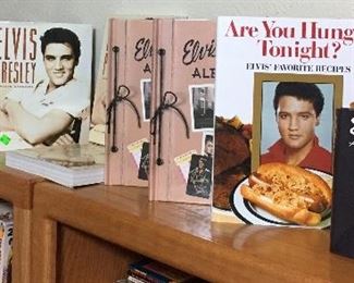 Oak Bookcase, Assorted Books, Elvis Collection