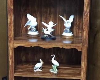 Lighted Entertainment Center Three Sections, Collectible Porcelain Figurines