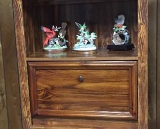 Lighted Entertainment Center Three Sections, Collectible Porcelain Figurines