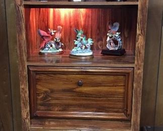 Lighted Entertainment Center Three Sections, Collectible Porcelain Figurines