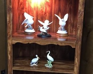 Lighted Entertainment Center Three Sections, Collectible Porcelain Figurines