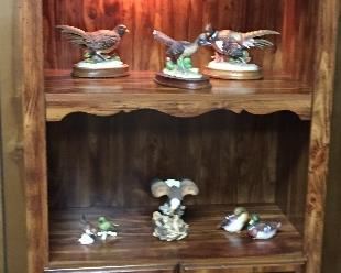 Lighted Entertainment Center Three Sections, Collectible Porcelain Figurines