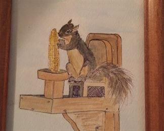 Signed Ruth Miller Art Squirrel 