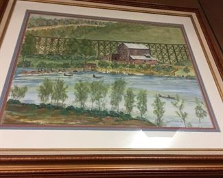 Signed Ruth Miller Water Color Flour Mill