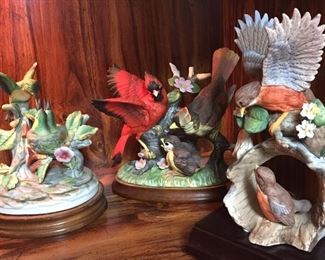 Assorted Porcelain Family Birds, Humming Birds. Cardinal & Robins