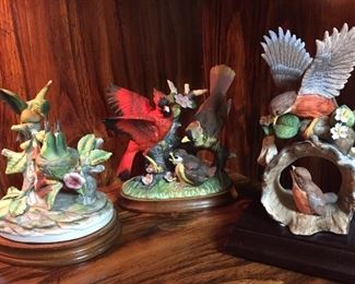 Assorted Porcelain Family Birds, Humming Birds. Cardinal & Robins