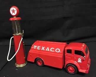 Assorted Collectible Cars Dye Cast & Wooden, Texaco Gas Pump & Truck