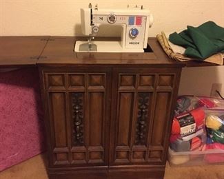 Necchi Sewing Machine & Cabinet, Yarn, Raised Wedge Pillow