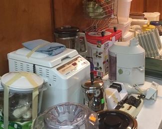 Bread Machine, Braun Juicer, Yogurt/Ice Cream Maker, Knife Sharpener, Bullet, Mini Grocery Cart, Bread Slicer Guide 