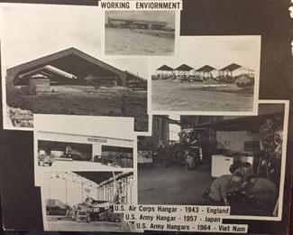 These Photos in the Personal Library of our Veteran a WWII, Korean & Vietnam Veteran Cherished for Years. Working Environment, U.S. Air Corps Hangar 1943 England, U.S. Army Hangar 1957 Japan, U.S. Army Hangar 1964 Viet Nam