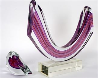 Harvey Littleton Purple Arc Glass Sculpture