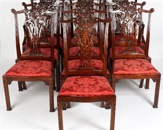 Ten Chippendale Style Dining Chairs