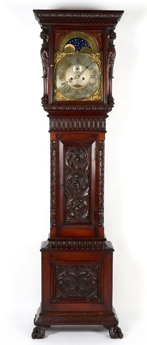 Walter Durfee Carved Tall Case Clock