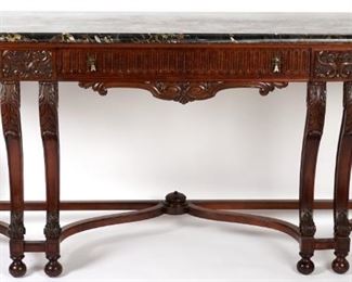 Italianate Carved Walnut and Marble top sideboard