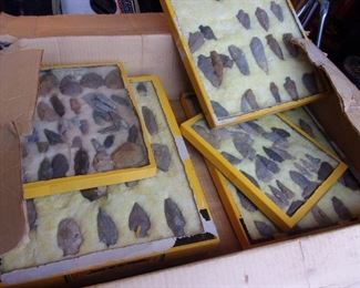 Lot of Arrowheads in Cases