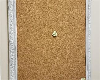 White framed decorative cork board