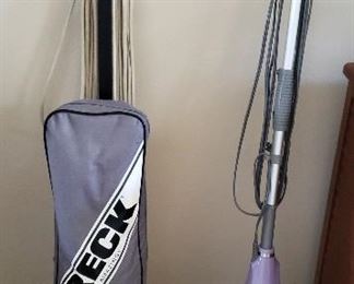 Oreck vacuum, Shark steam mop with multiple attachments and covers 