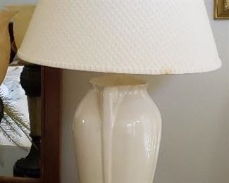 Ceramic ivory lamp pair.