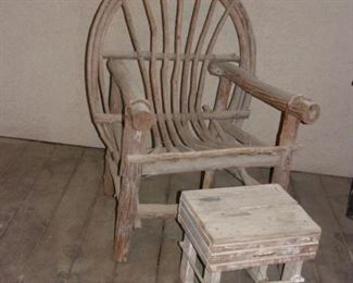 Rustic Tree Branch and Twigs Miniature Chair, loveseat and table– Primitive Branch, 


