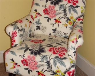 Nell Hills custom floral accent side chair with gray accents