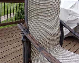 Quality Luxury brand Castelle Patio Table and Four swivel bar chairs $1,000. OUR PRICE OBO/New it is over $5,000 Table alone new is $1,100.00 see link https://www.patioliving.com/castelle-sienna-tables-cast-aluminum-round-patio-bar-table-pfdch42 Similar Chairs over $1,200 each see link https://www.patioliving.com/castelle-resort-fusion-sling-dining-patio-bar-stool-pf9d99