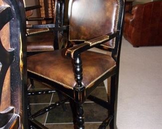 Leather Spectator chairs x 3  with nailhead trim perfect for any bar/family room/game room!