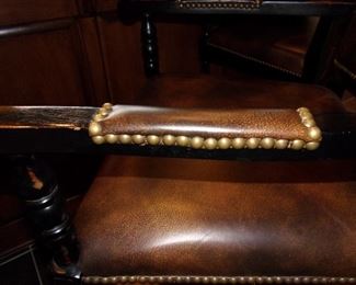 Leather Spectator chairs x 3  with nailhead trim perfect for any bar/family room/game room!