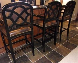 Leather Spectator chairs x 3  with nailhead trim perfect for any bar/family room/game room!