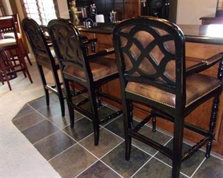 Leather Spectator chairs x 3  with nailhead trim perfect for any bar/family room/game room!