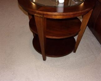 Matching Beveled edged glass top coffee table and end table