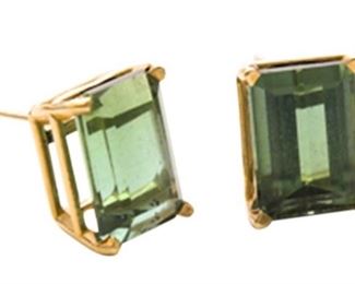 4. Tourmaline and 14 Karat Yellow Gold Earrings